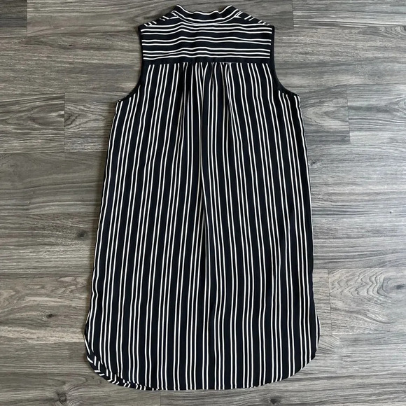 Who What Wear Black White Striped‎ Tie Neck Sleeveless Shift Dress Size Small - Picture 8 of 10